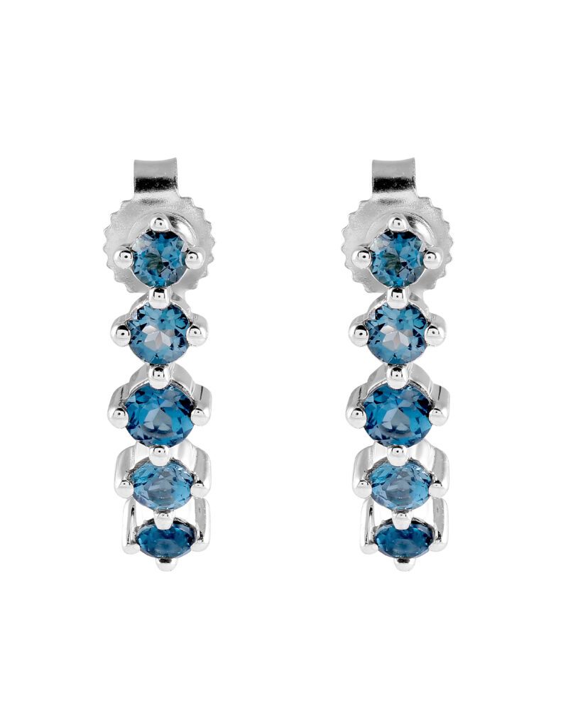 Naušnice z bieleho zlata s London Blue Topaz